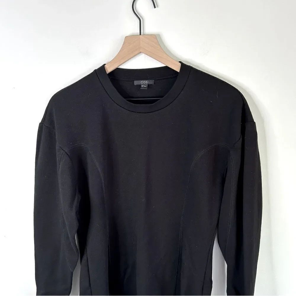 Cos Black Viscose sweatshirt dress, size Medium